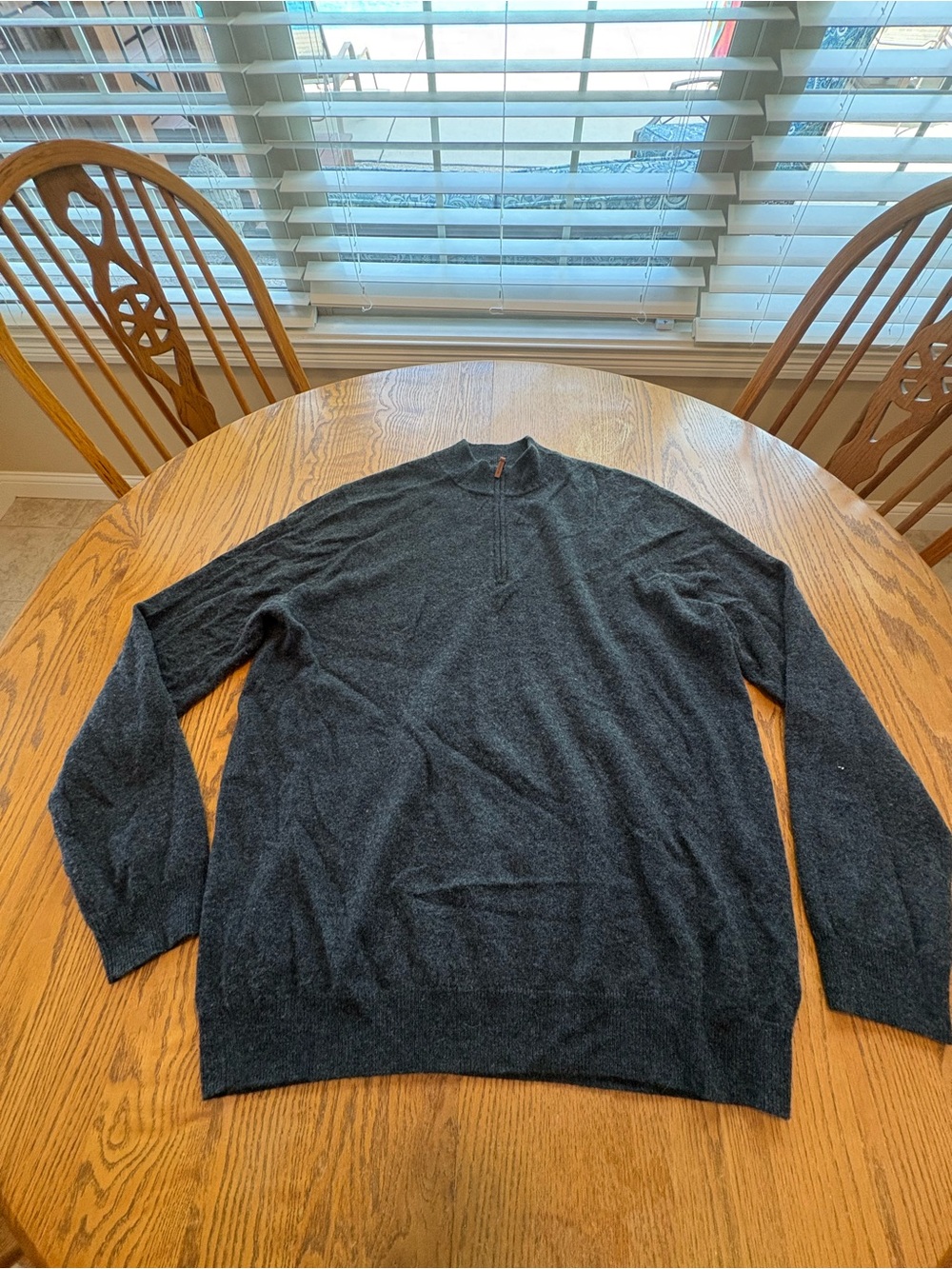 Nordstrom Mens Size XL 100% Cashmere 1/4 Zip Sweater Dark Gray
